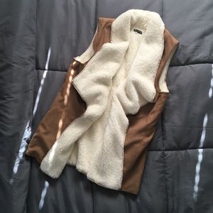 Sherpa-Lined Suede Vest